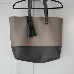 Large Grey and Beige Tote Purse